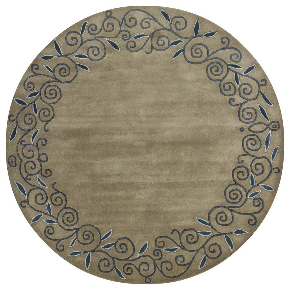 Antara Swirls Contemporary Area Rug, Gray, 7''9" Round