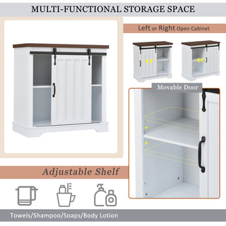 Freestanding Storage Cabinet in White, Sliding Barn Door