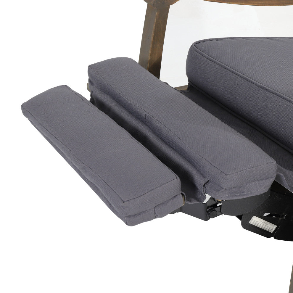 Sadlier Outdoor Acacia Wood Recliner Chair, Cushions, Dark Gray/Gray