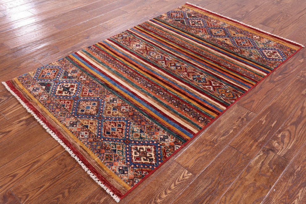 3' 5" X 5' 6" Super Kazak Khorjin Hand Knotted Rug Q5512