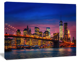 Manhattan with Lights and Reflections, Extra Large Canvas Art Print, 40"x30"