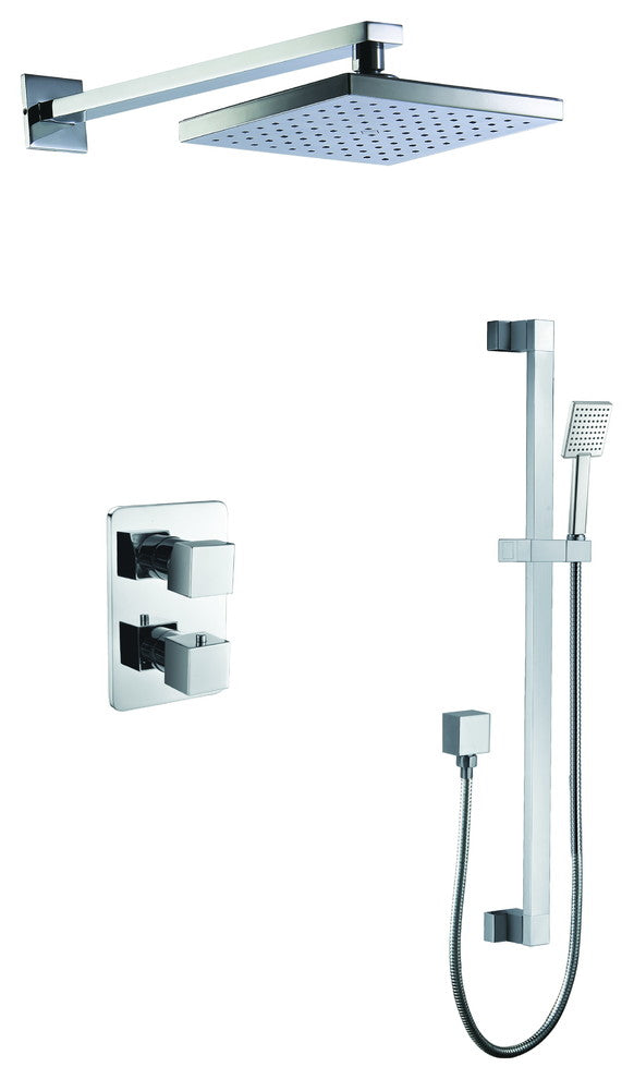 ALFI Brand AB2830-PC Polished Chrome 2 Way Thermostatic Square Shower Set