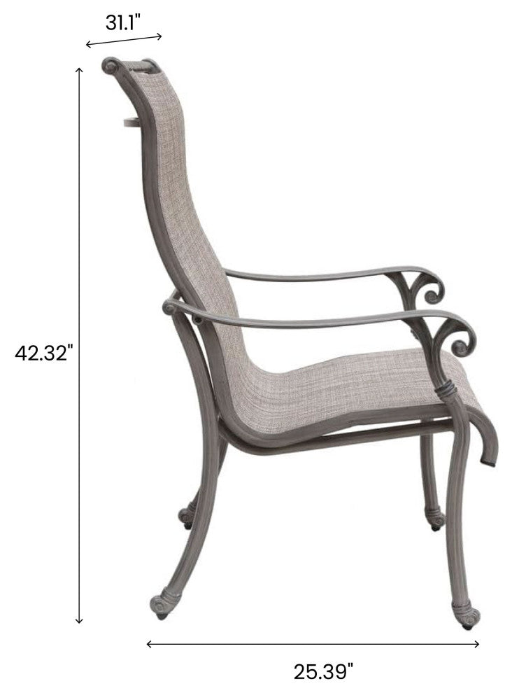 Stinson Sling Patio 2 Chairs With Aluminum Frame, All-Weather Furniture, Heritage Grey