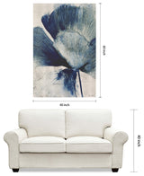 "Azure Bloom" Blue Flower Rendered on Gold Shagreen Wrapped Canvas Wall Art