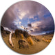 Old Wooden Trunk In The Sunset, Modern Seascape Round Wall Art, 11"