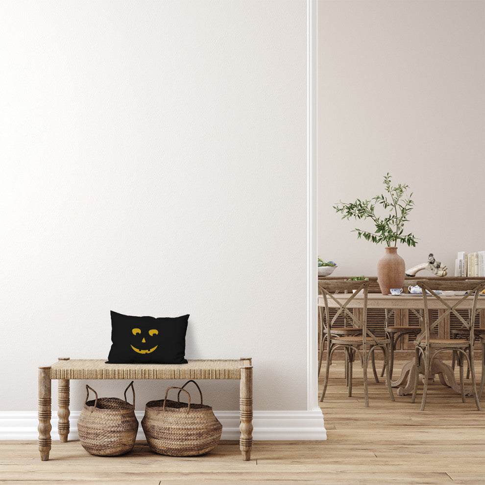 Halloween Jack-O-Lantern Left Accent Pillow, Black, 14"x20"
