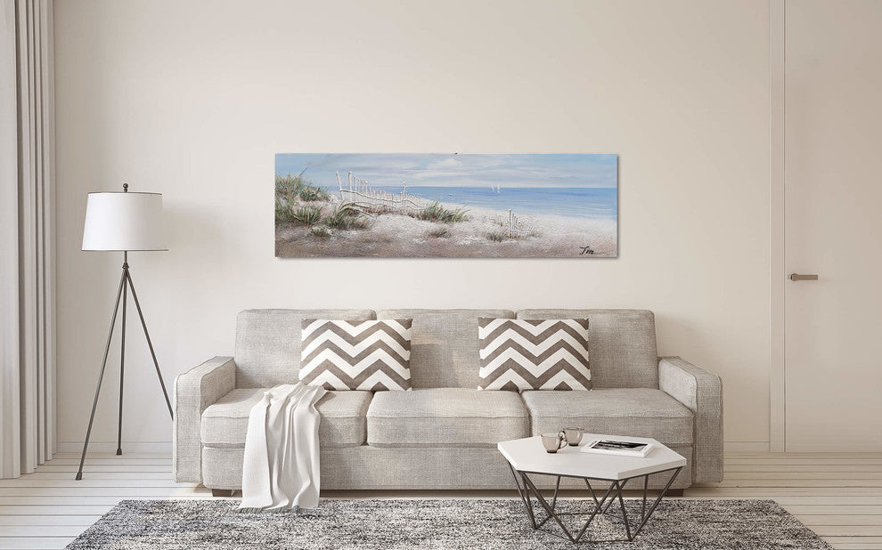"Beach Vibes" Hand Painted Canvas Art, 60"x20", Wrapped Canvas Painting