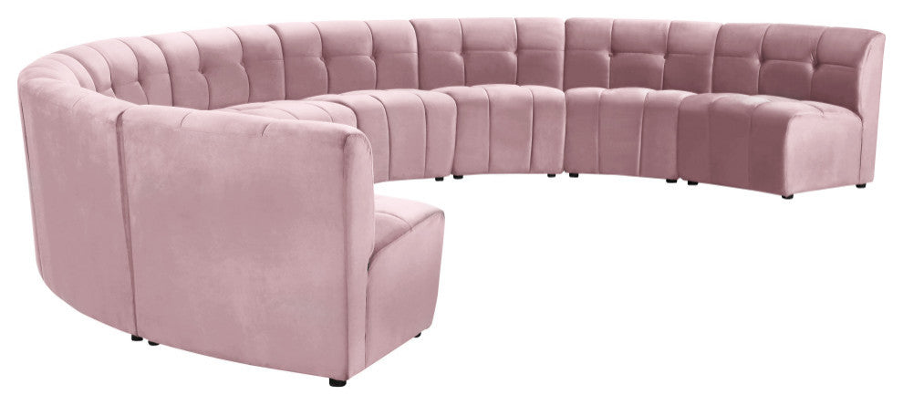 Limitless Velvet Upholstered 9-Piece Modular Sectional, Pink