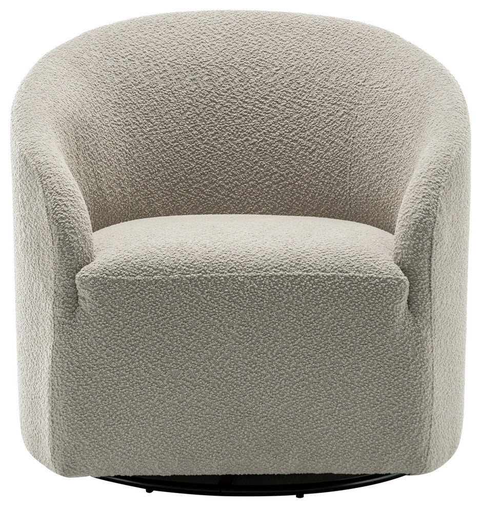 32" Wide Boucle Upholstered Swivel Barrel Chair, Oatmeal