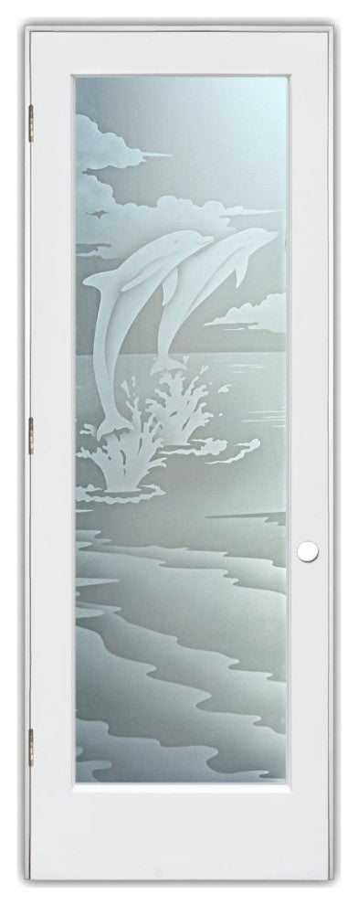 Interior Prehung Door or Interior Slab Door - Dolphins Leaping - Primed -...