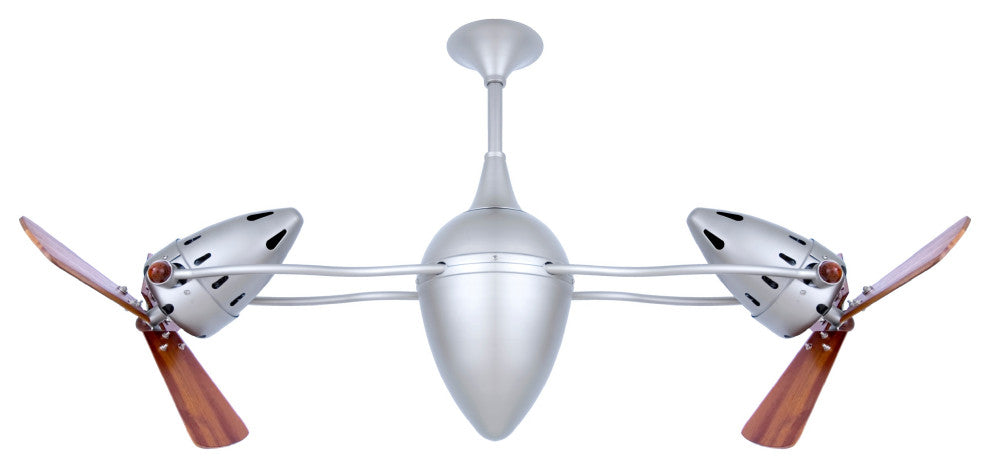 Ar Ruthiane Rotational Ceiling Fan With Mahogany Blades, Brushed Nickel