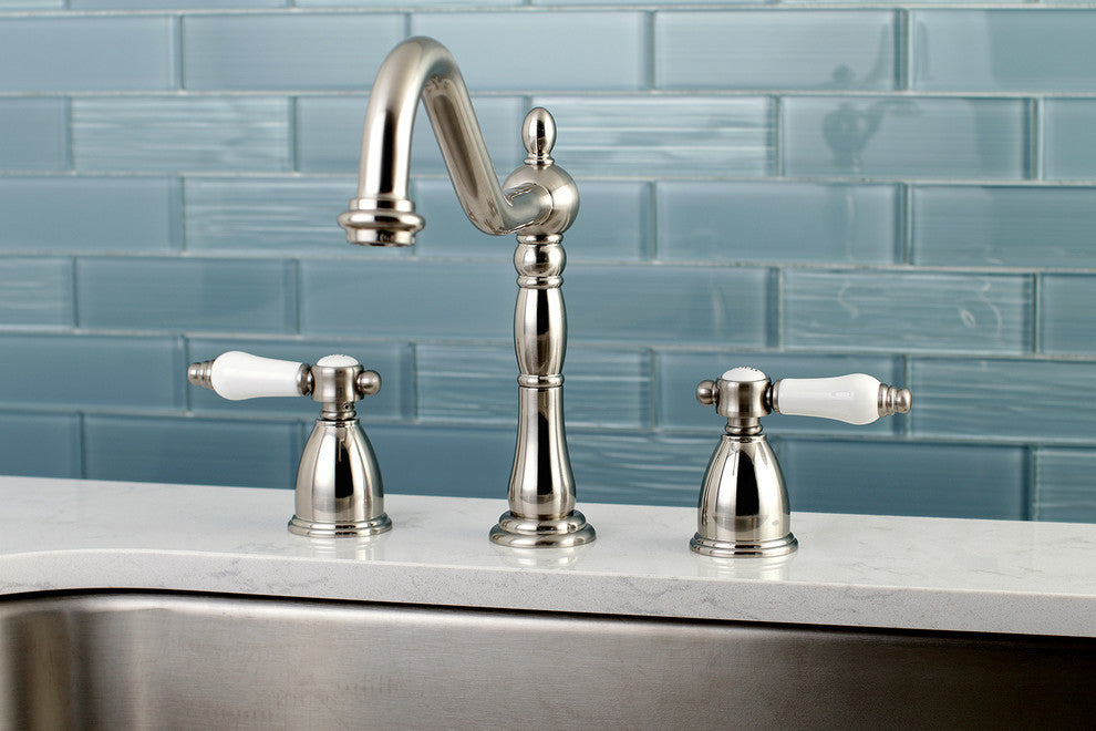 Kingston Brass Widespread Kitchen Faucet, Brushed Nickel