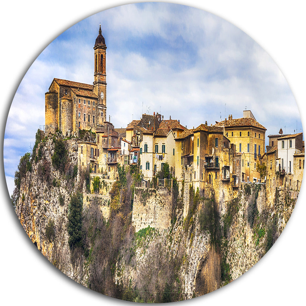Toffia Hilltop Village, Landscape Disc Metal Artwork, 23"