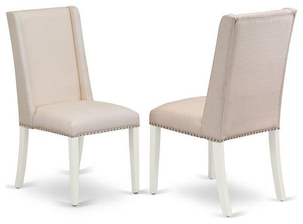 7-Piece Set, 6 Chairs and Table Solid Wood -Linen White