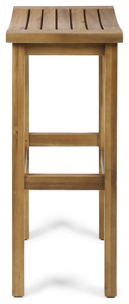 GDF Studio Cassie Outdoor 30" Acacia Wood Barstools, Natural, Set of 4