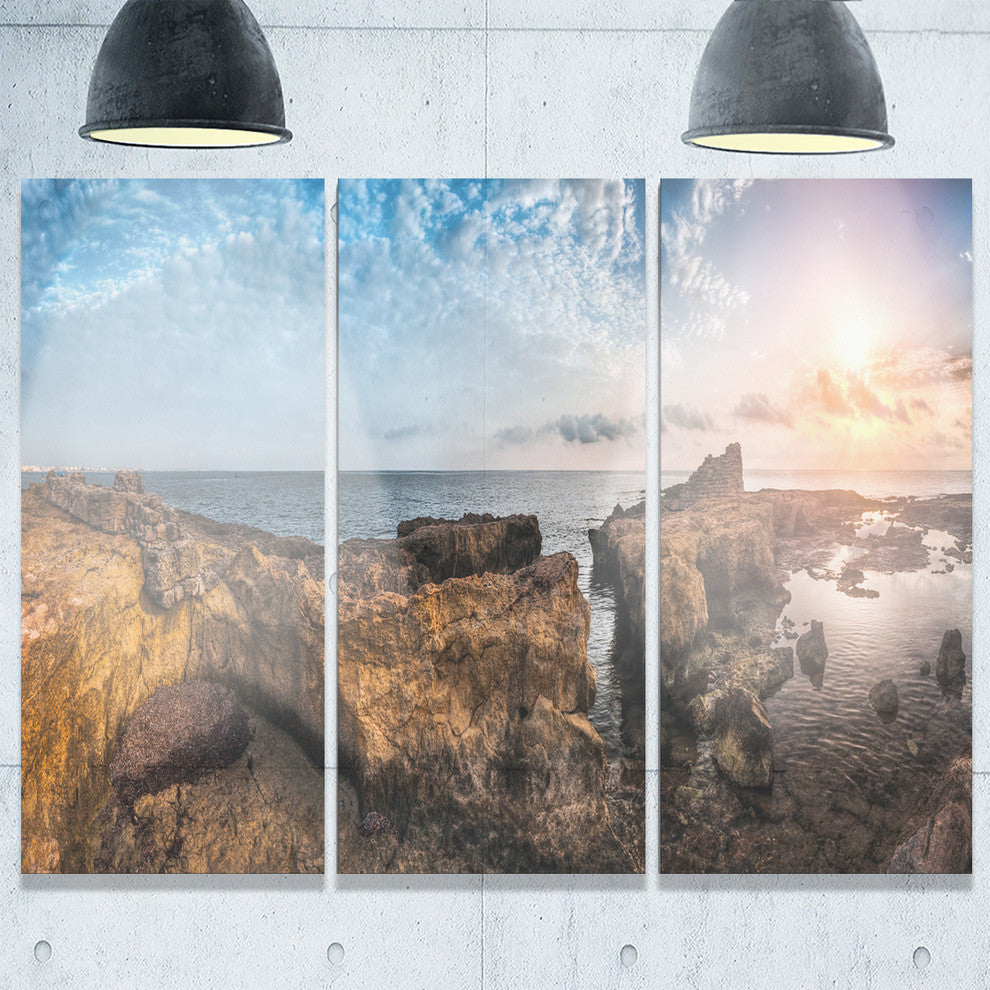 "Bright African Seashore Panorama" Metal Wall Art, 3 Panels, 36"x28"