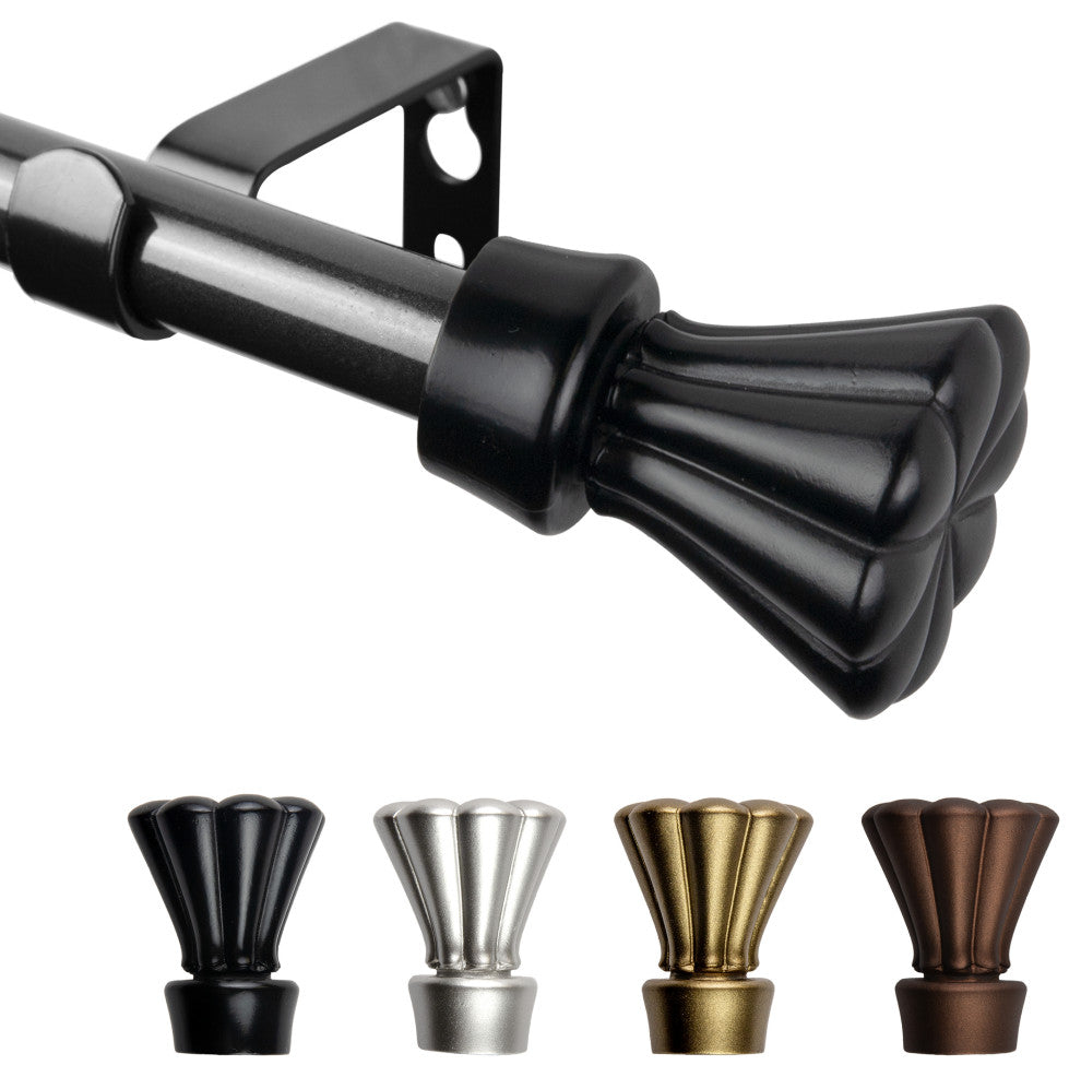 Pasha 5/8" Curtain Rod Black, 18-28"