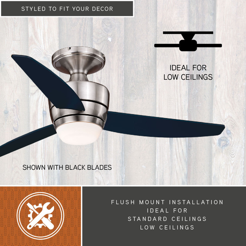 Adrian 44" Ceiling Fan, Satin Nickel