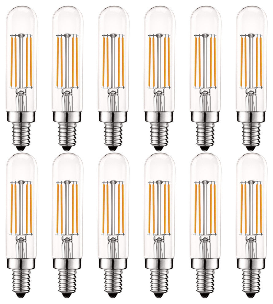 E12 LED Tube Bulb T6 T6.5 Edison Warm White Candle 5W 12-Pack