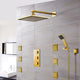Versilia Gold LED Shower Head, Body Jets, Mixer, Shower Head 12", Body Spray 5"x