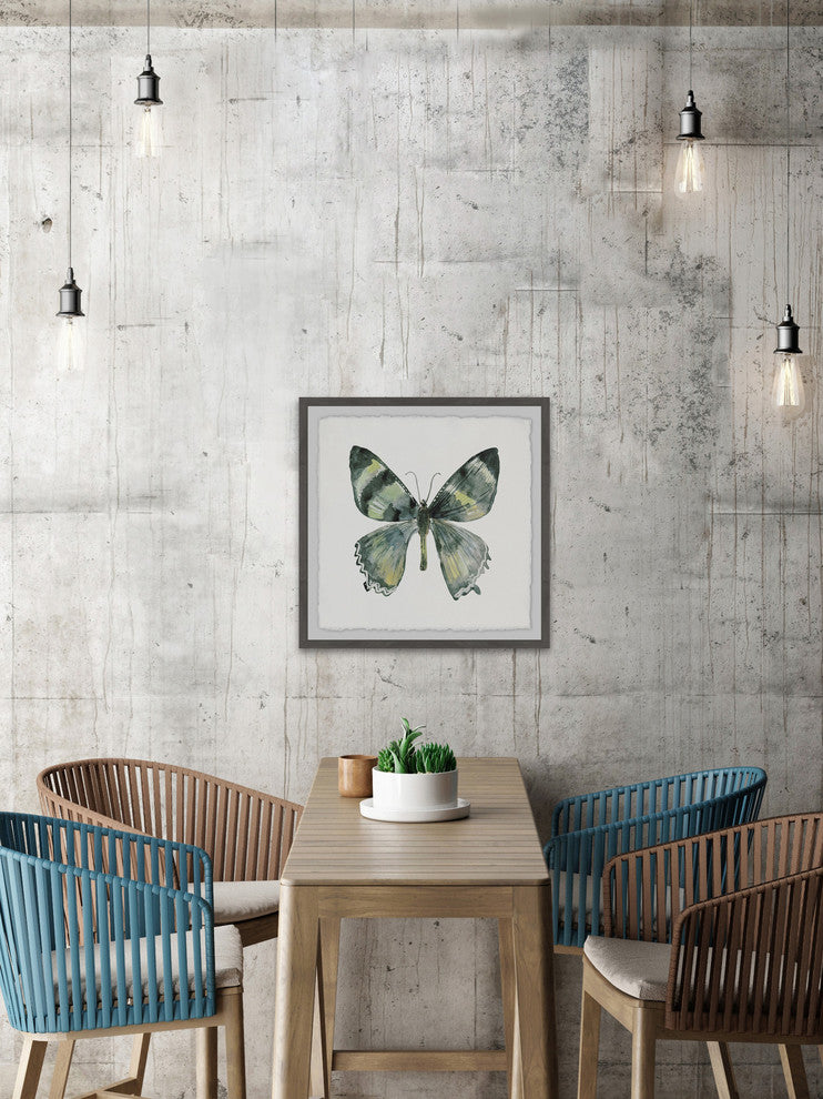"Green Wings" Framed Painting Print, 18"x18"