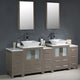 Torino 84" Gray Oak Modern Double Sink Bathroom Vanity, Faucet FFT1045BN