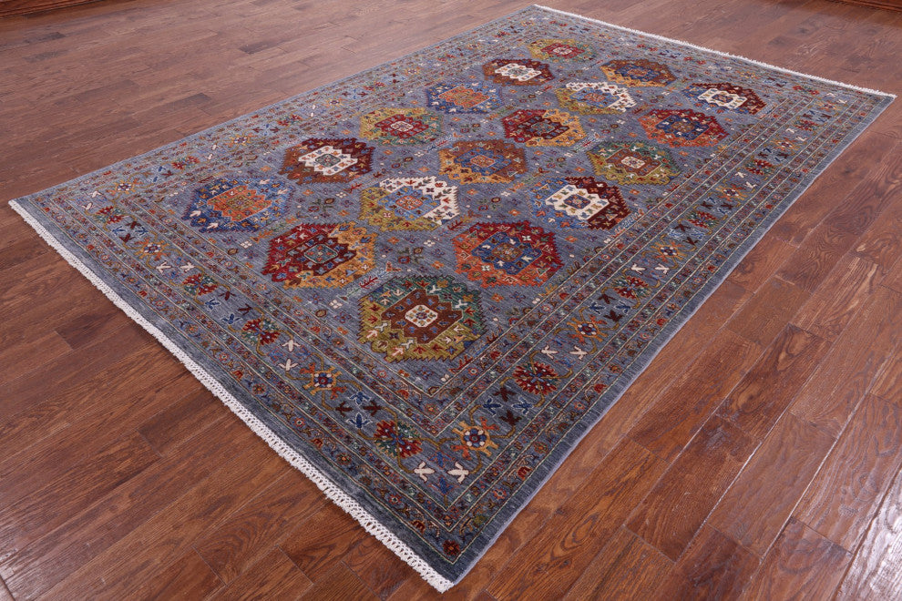 6' 10" X 10' 3" Hand-Knotted Fine Turkmen Wool Rug Q11281