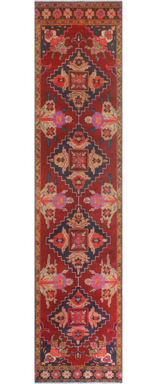 Fine Vintage Distressed Ameer Red/Charcoal Runner, 2'11x11'10