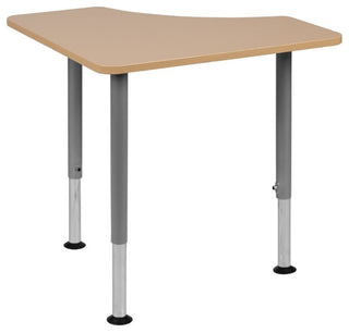 Triangular Natural Collaborative Student Desk, Adjustable 22.3"-34"