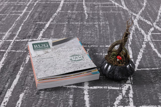 Low-Pile Pierce Charcoal/Ivory Rug, Charcoal, 8'8"x12'