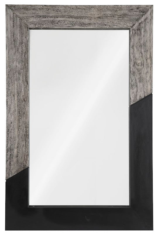 Geometry Wood Mirror, Gray Stone, Black, Large