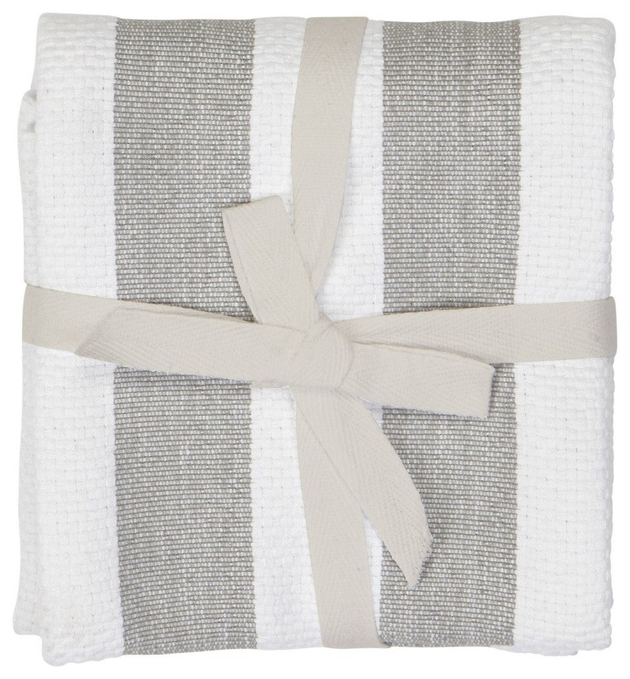 Industrial Stripe Basketweave Tea Towels Tea Towel, Set of 2, Grey