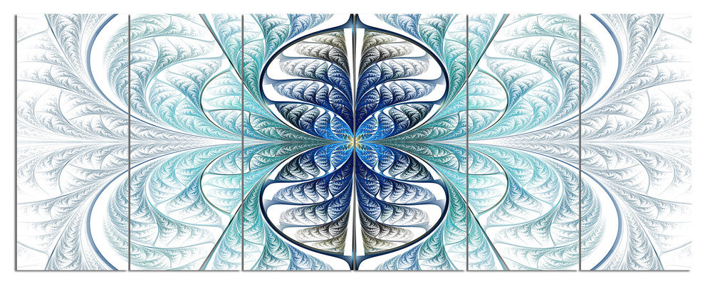Light Blue Stained Glass Texture, Abstract Canvas Art Print, 70"x28", 6 Panels