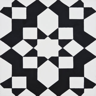 8"x8" Affos Handmade Cement Tile, White,Black, Set of 12