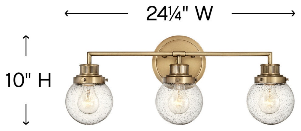 Hinkley Poppy Medium Three Light Vanity, Heritage Brass