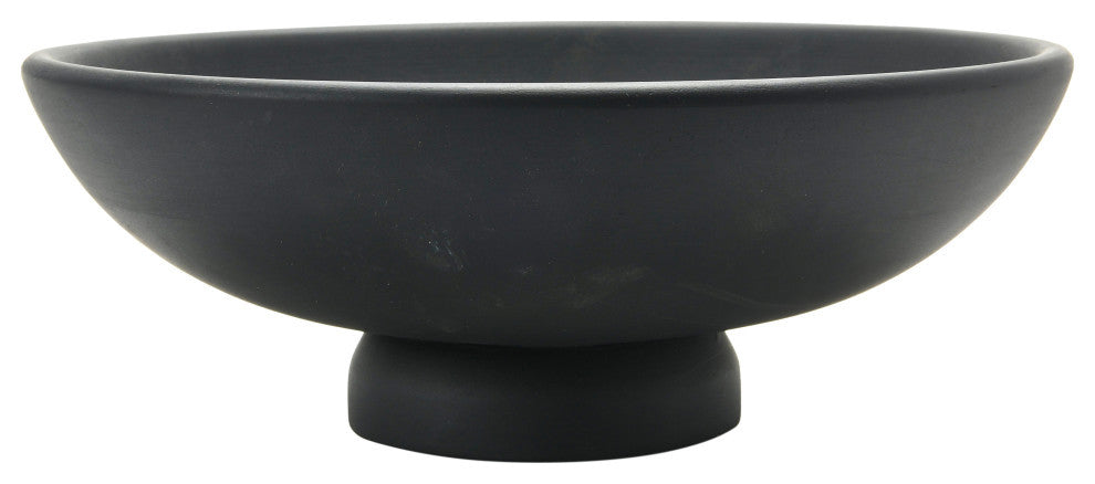 Mango Wood Footed Bowl, Black