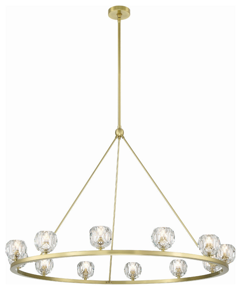 Aragon 12-Light Soft Brass Chandelier, Faceted Cut Crystal