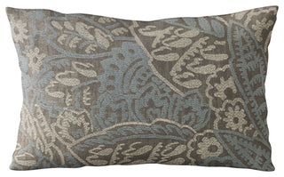 Plutus Blue Festive Jacquard Luxury Throw Pillow, 26"x26"