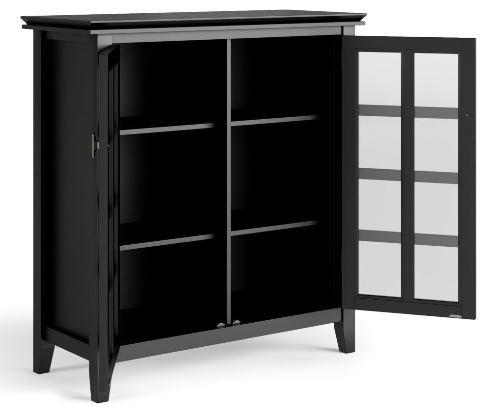 Artisan Solid Wood 38 Inch Wide Transitional Medium Storage Cabinet In Black
