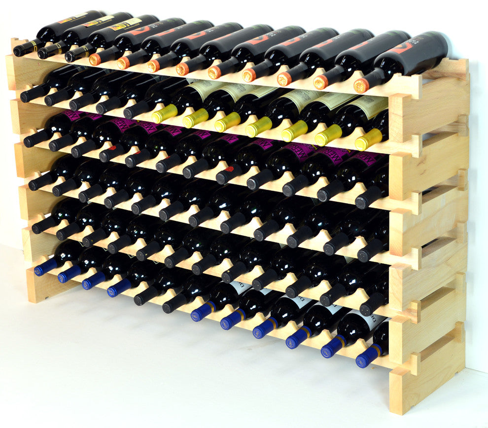 Modular Wine Rack Beechwood 48-144 Bottle Capacity 12 Bottles Across S