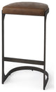 Brown Leather C Shape Metal Bar Stool