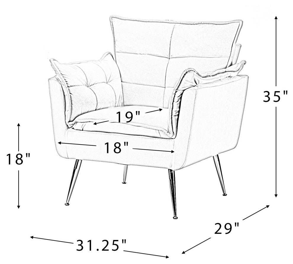 Contemporary Velvet Armchair, Navy