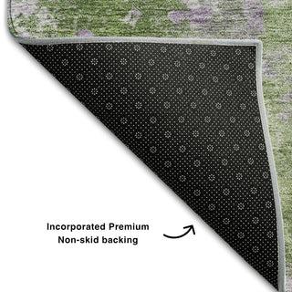 Premium Machine Washable Mayfield AMF573 Green 2'3" x 7'6" Runner Rug