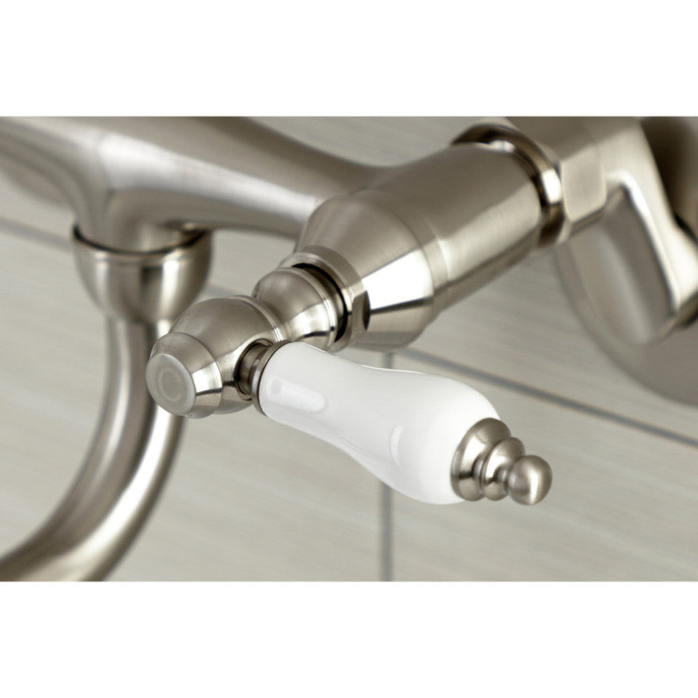 Kingston Brass KS515SN Wall Mount Bathroom Faucet, Brushed Nickel