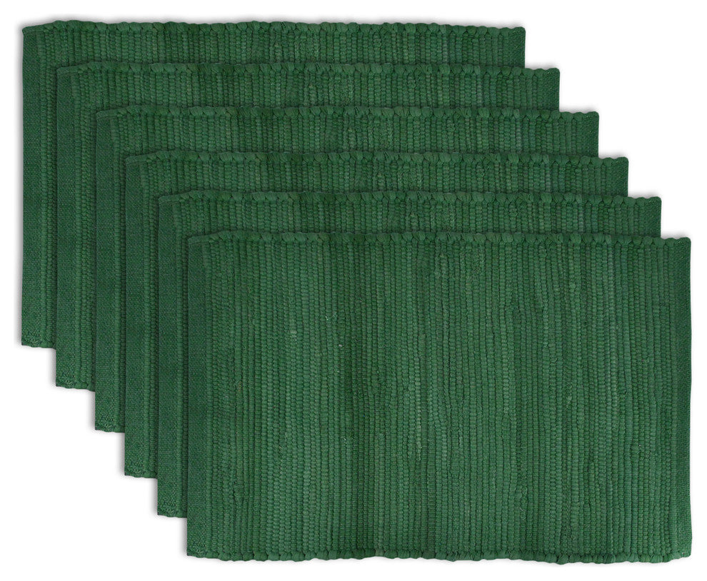 Chindi Placemats, Set of 6, Dark Green
