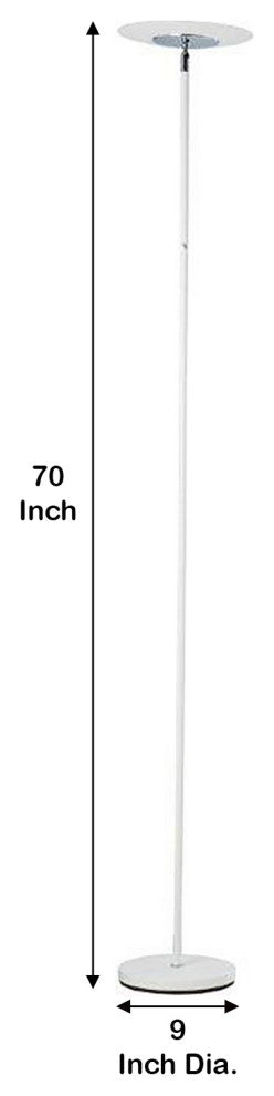 Benzara BM240395 Floor Lamp, Adjustable Torchiere Head/Sleek Metal Body, White
