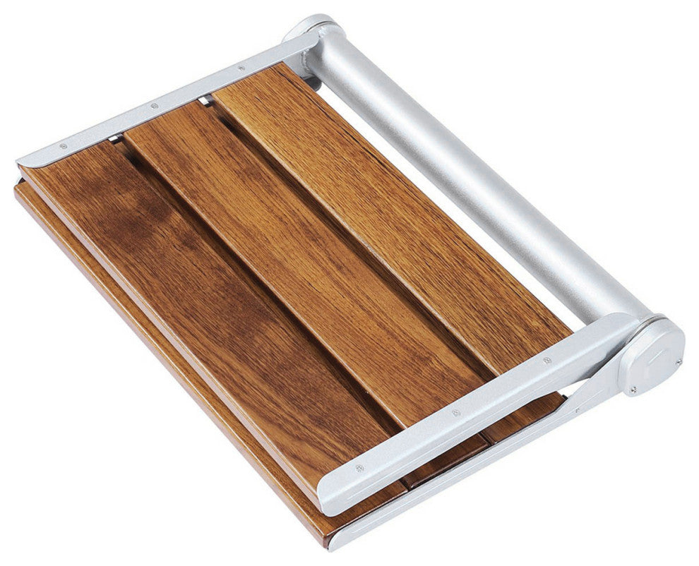 18" ADA Compliant Folding Teak Wood Shower Bench Seat