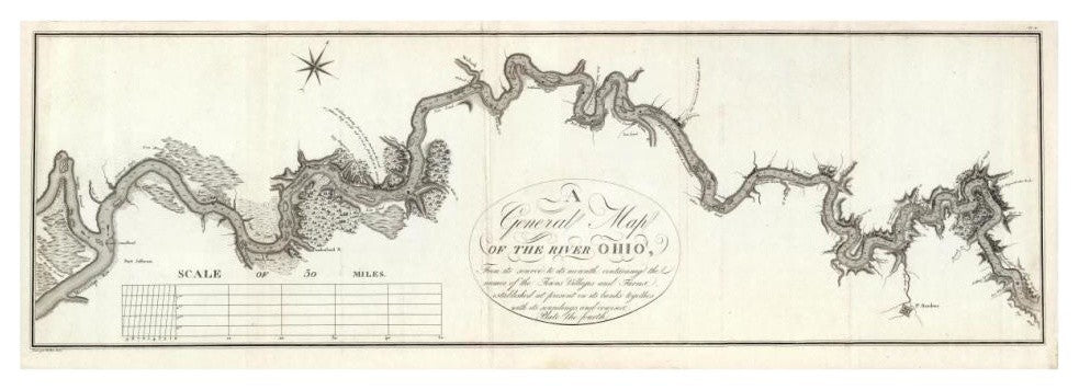 "A General Map of The River Ohio, 1796" Paper Art, 38"x14"