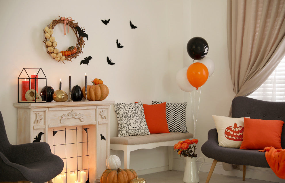Halloween Outlines Accent Pillow, White, 26"x26"