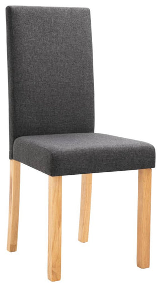 vidaXL Dining Chairs 6 Pcs Side Chair with Solid Wood Legs Dark Gray Fabric